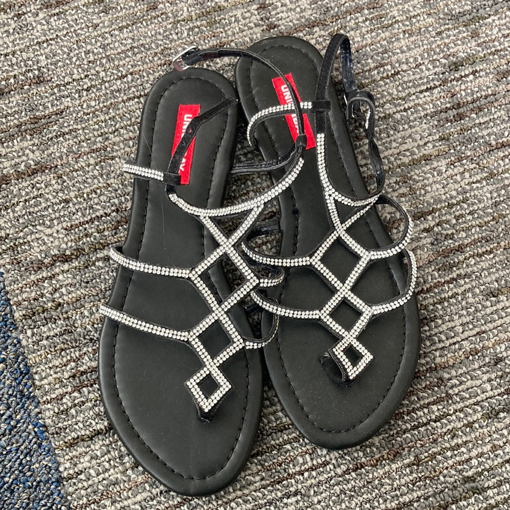 Black sparkle sandals size 8